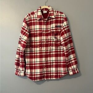 Columbia Red and White Plaid Lightweight Shirt Jacket